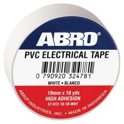 ABRO Electrical Tape 0.12mm x 18mm x 10 yds White (ET-912-18-10-WHT)