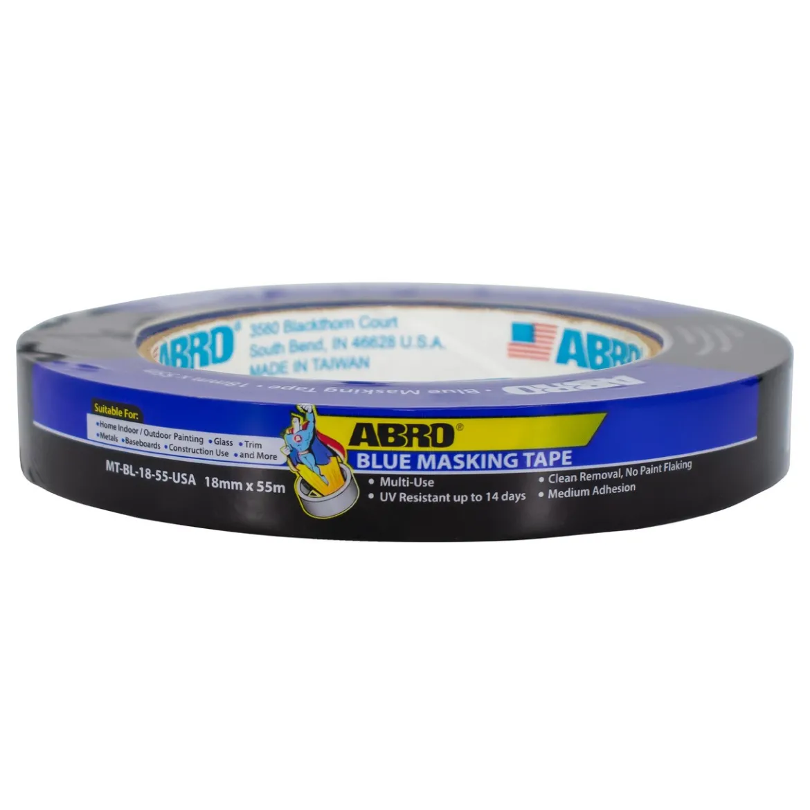 ABRO Masking Tape Blue 18mm x 55M (MT-BL-18-55-USA)