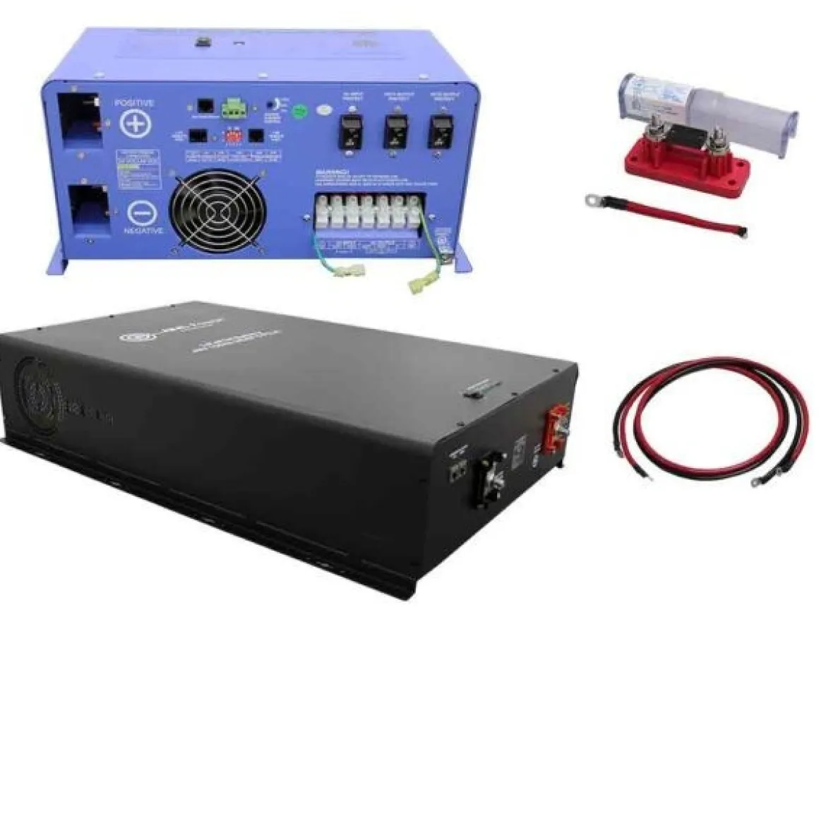 Aims Power Off Grid / Back Up 6000 Watt Pure Sine Inverter Charger 120V & 24V Lithium Battery Kit (KITC-6K24120)