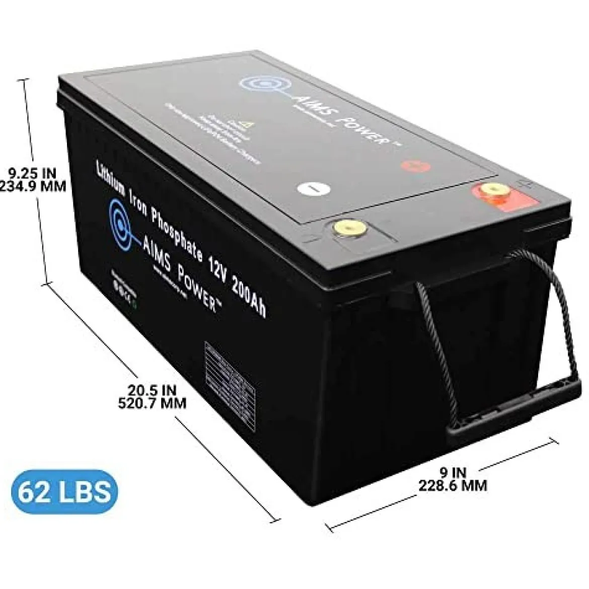 AIMS Power 12V 200Ah Lithium Battery with Bluetooth Monitoring (LFP12V200B)