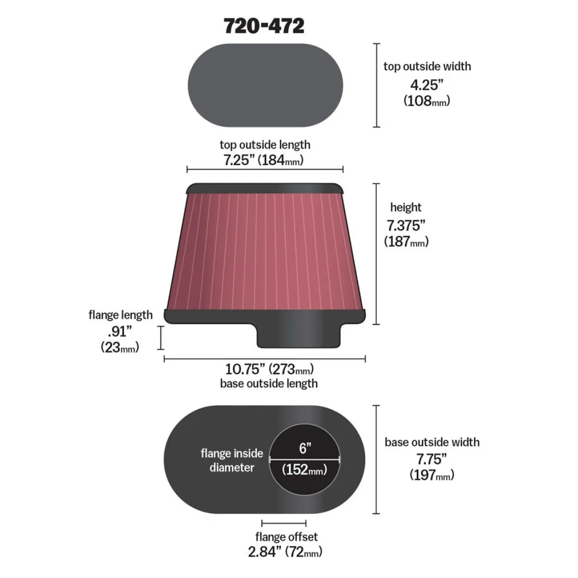 AIRAID Universal Clamp-On Air Filter (AIR720-472)