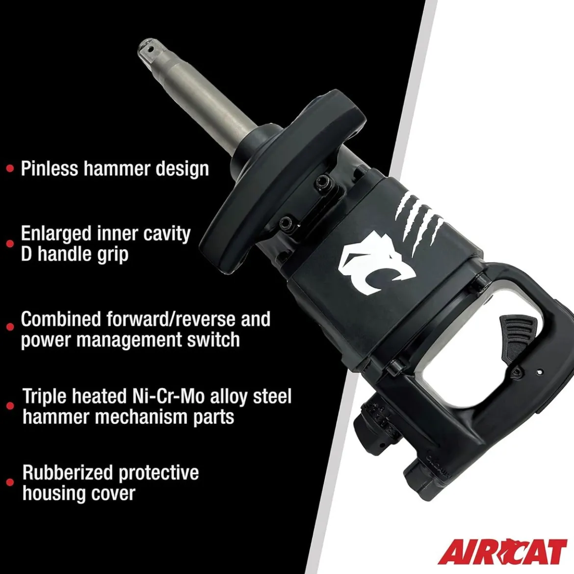 Aircat 1" Straight Impact Wrench With 6" Extended Anvil (1992-A)