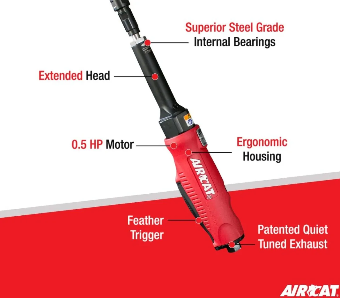 AIRCAT Composite Extended Straight Die Grinder 22K RPM (6210)