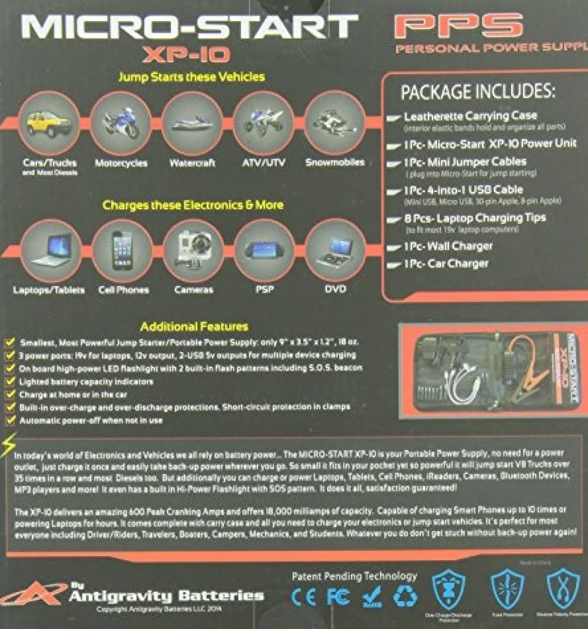 Antigravity Batteries Micro-Start Jump Starter/Power Supply Kit (XP-10)