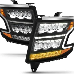 Anzo USA 15-20 Tahoe/Suburban Black Plank Style Headlights (ANZ111478)