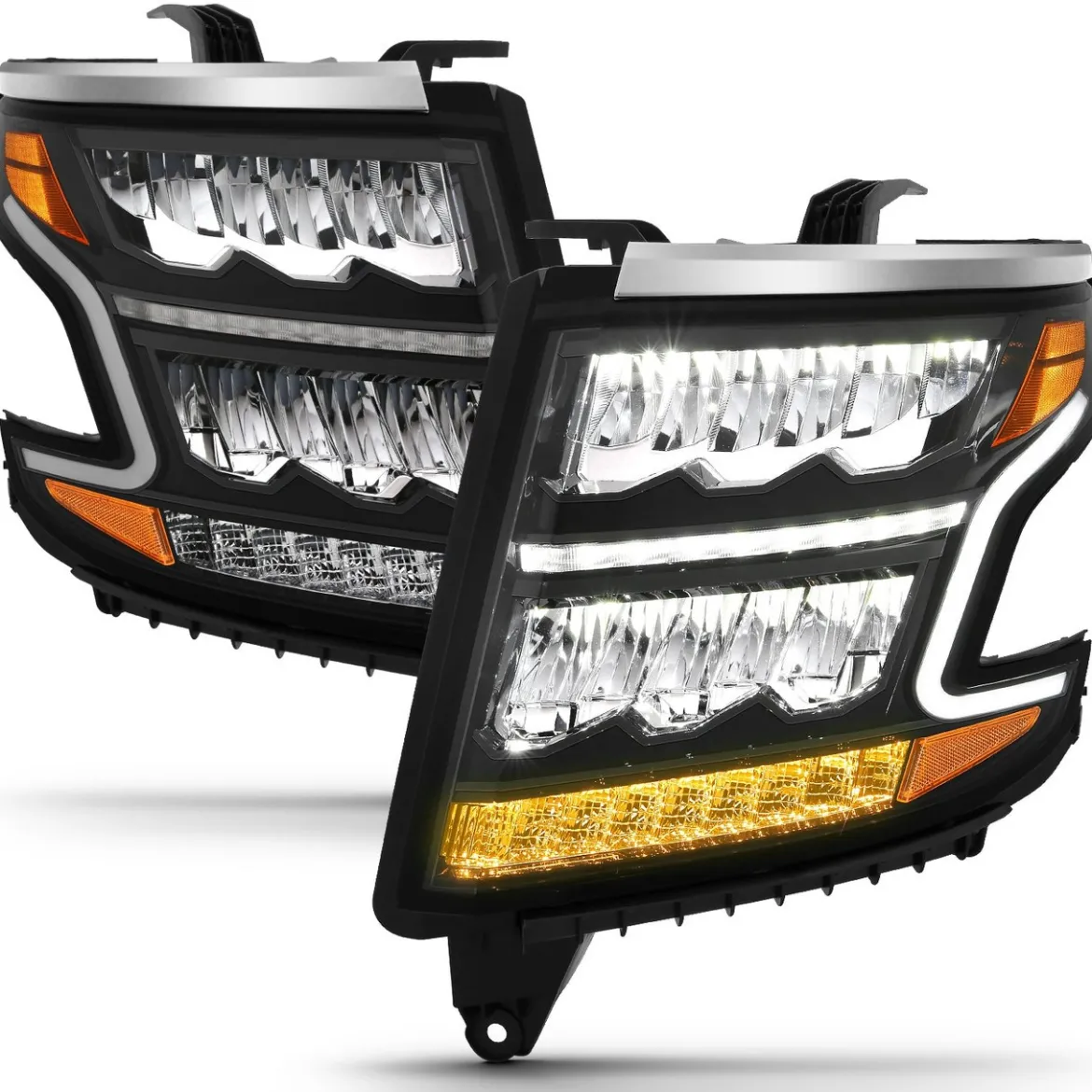 Anzo USA 15-20 Tahoe/Suburban Black Plank Style Headlights (ANZ111478)