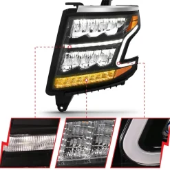 Anzo USA 15-20 Tahoe/Suburban Black Plank Style Headlights (ANZ111478)