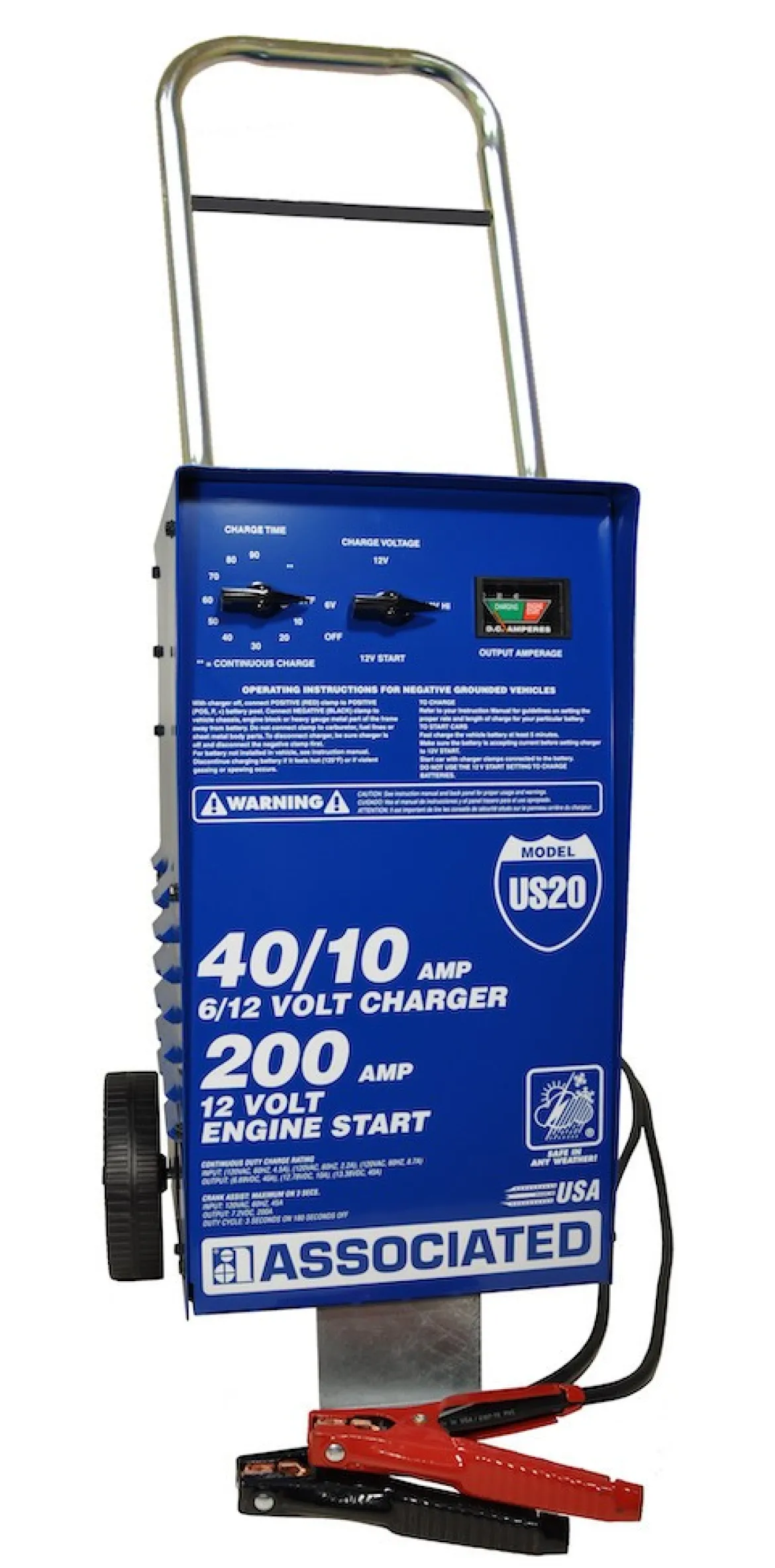 Associated US20 Wheel Charger Analyzer (6-12V, 40-40-10 Amps, 200A Boost)