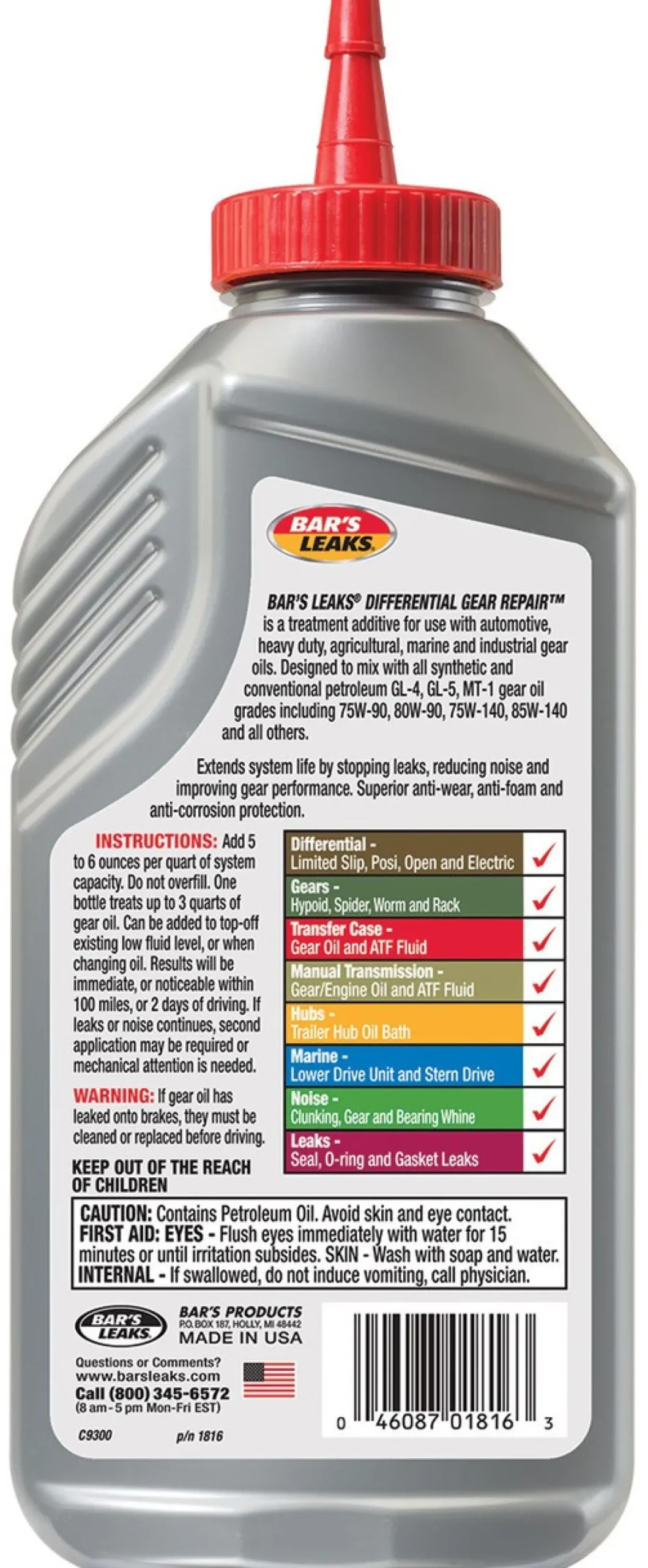 Bar's Leaks 16.9oz Axle and Differential Gear Repair Fluid (1816)
