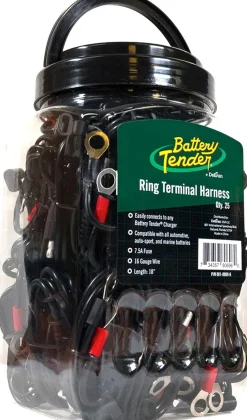 Battery Tender Ring Terminal Harness Cables - 25 Pack, 18" Cord Adapter (081-0069-6-J25)