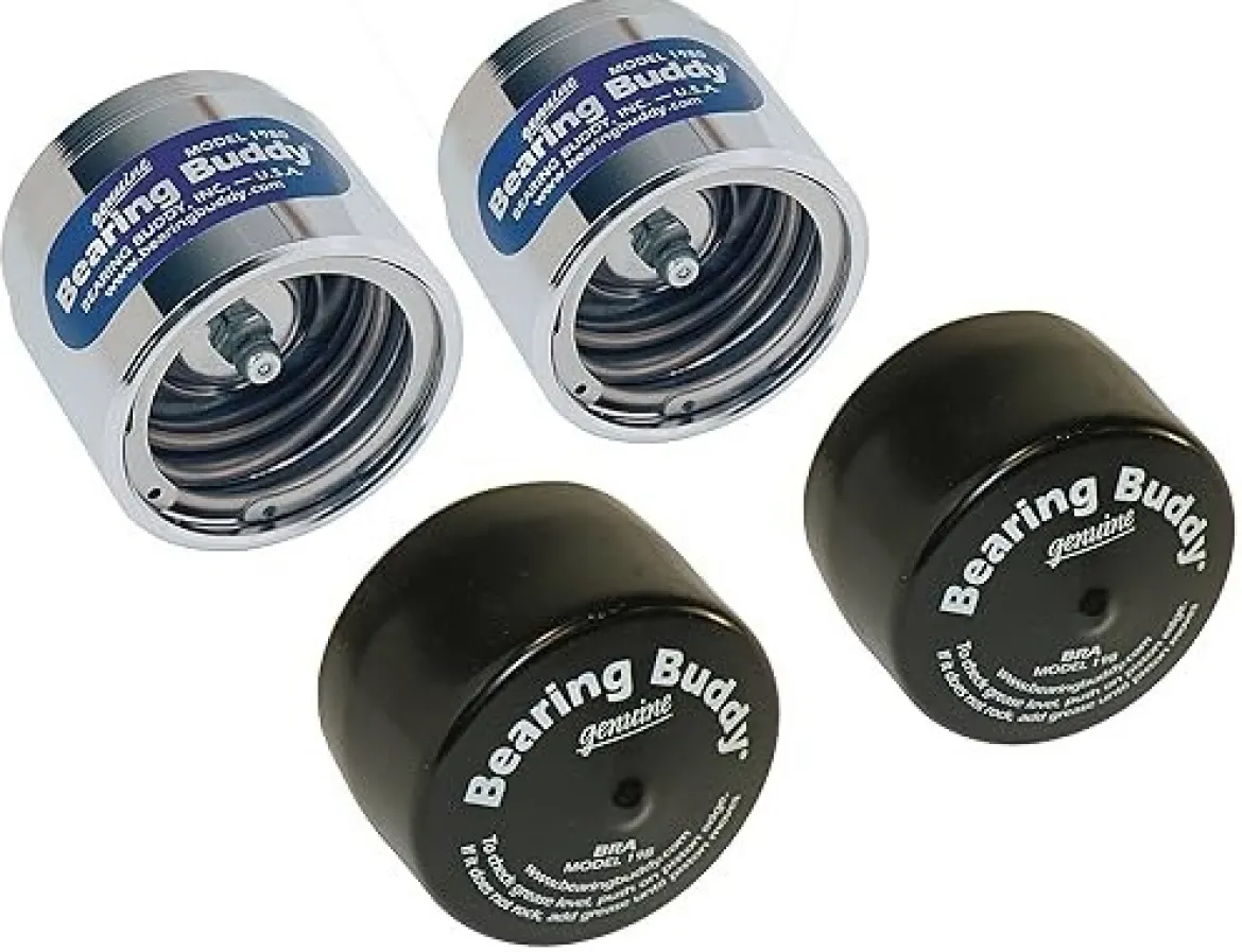 Bearing Buddy 1.980" Diameter Chrome Bearing Protectors with Auto Check With Bras - Pair (42200)