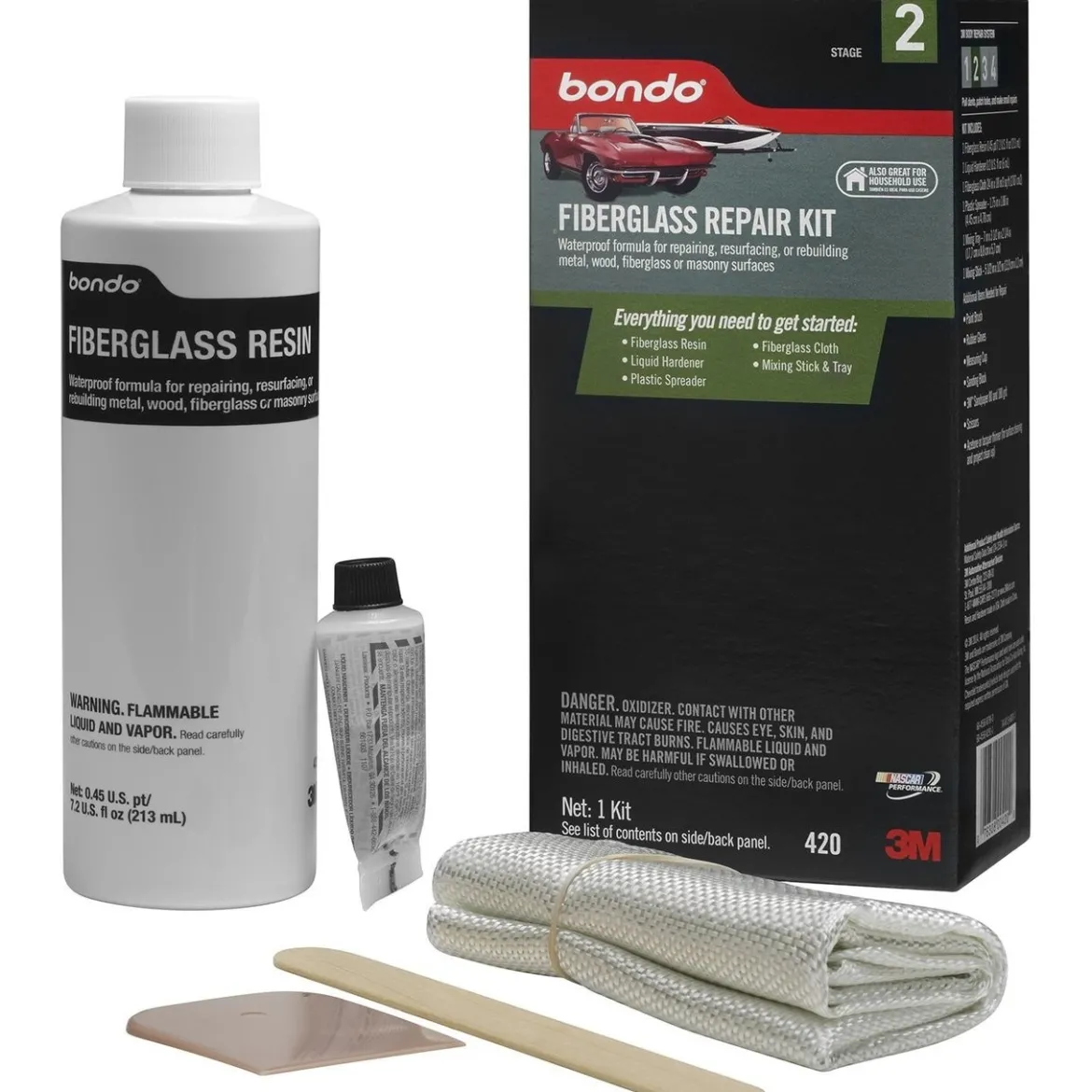 Bondo 420 Fiberglass Resin & Repair Kit, .45 Pint, 7.2 oz