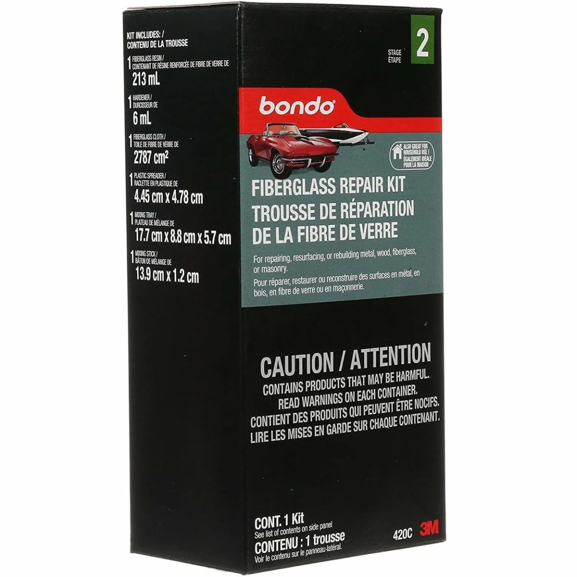 Bondo 420 Fiberglass Resin & Repair Kit, .45 Pint, 7.2 oz
