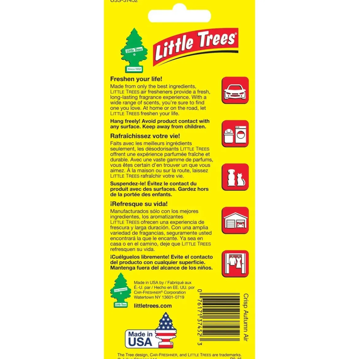Car Freshner Car Air Fresheners - Crisp Autumn, 3 Pack (U3S-37452)