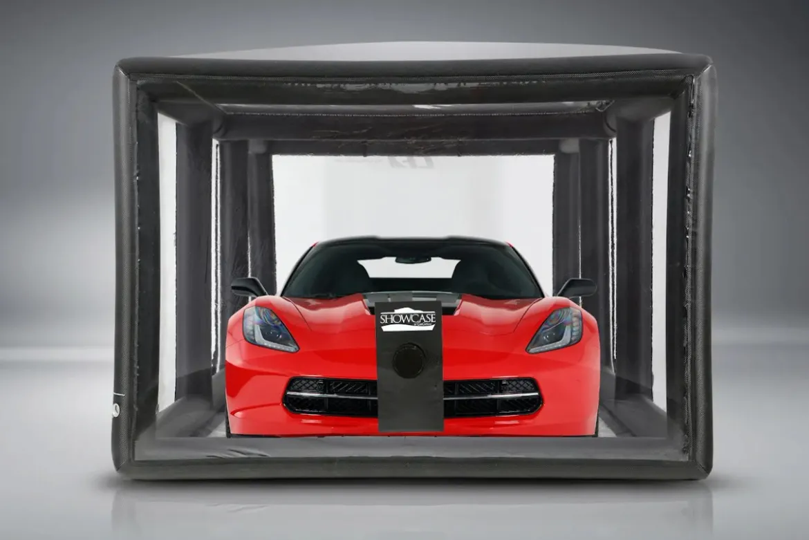 CarCapsule 18' CF1 Series Showcase Carbon Fiber w/Road Emblazoned Floor includes Intellicharger/Led Kit (CCSH18CF1)