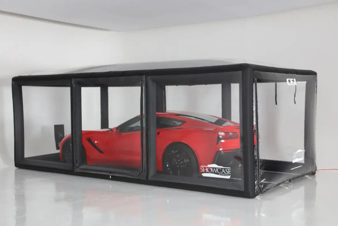 CarCapsule 16' CF1 Series Showcase Carbon Fiber w/Road Emblazoned Floor includes Intellicharger/Led Kit (CCSH16CF1)