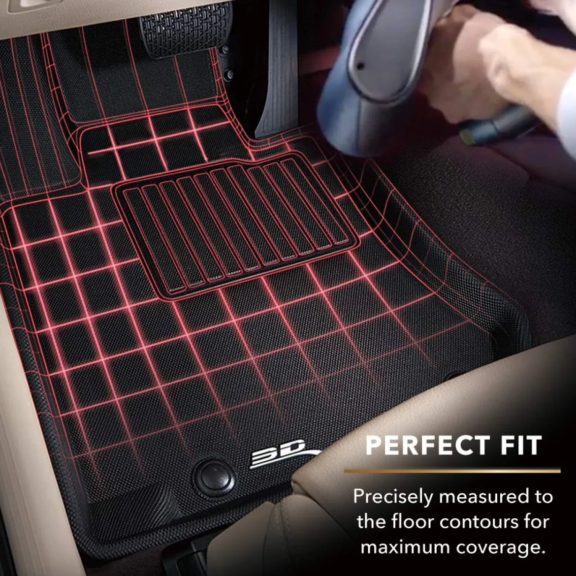 3D MAXpider 1St, 2Nd & 3Rd Row, All-Weather Floor Mats, Black (L1HD08401509)