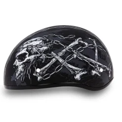 Daytona Helmets Half Skull Cap Motorcycle Helmet [Skull Chains] 2Xs (D6-SC-2XS)