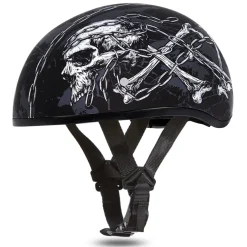 Daytona Helmets Half Skull Cap Motorcycle Helmet [Skull Chains] [L] (D6-SC-L)