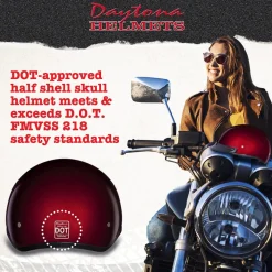 Daytona Helmets Half Skull Cap Motorcycle Helmet [Black Cherry] (D1-BC-4XL)