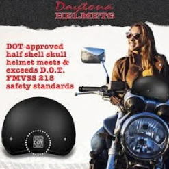 Daytona Helmets Half Skull Cap Motorcycle Helmet [Dull Black] [3Xl] (D1-BNS-3XL)