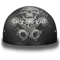 Daytona Helmets Half Skull Cap Motorcycle Helmet [Pistons Skull] [L] (D6-PS-L)