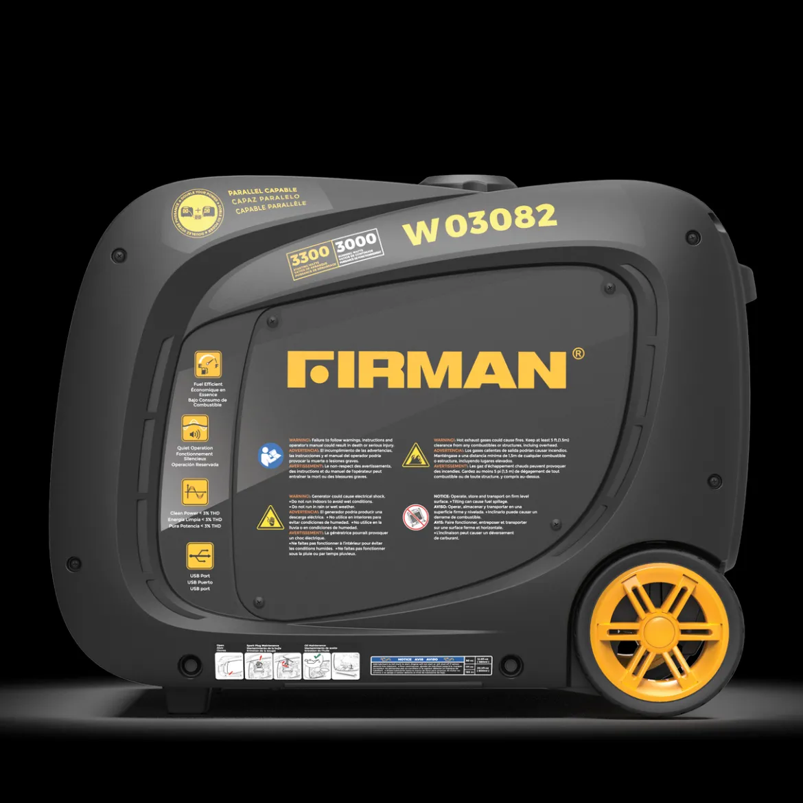 Firman Gas Inverter Portable Generator 3300/3000W Electric Start 50 ST CAN (W03082)