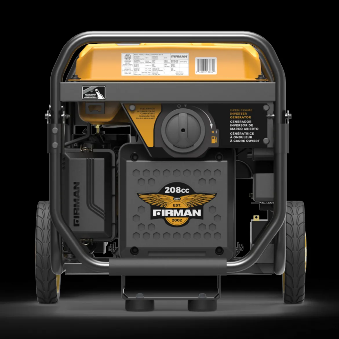 Firman Gas Inverter Portable Generator 4200/3650 Watt Remote Start Open Frame CO Alert 50 ST CAN (W03663OF)