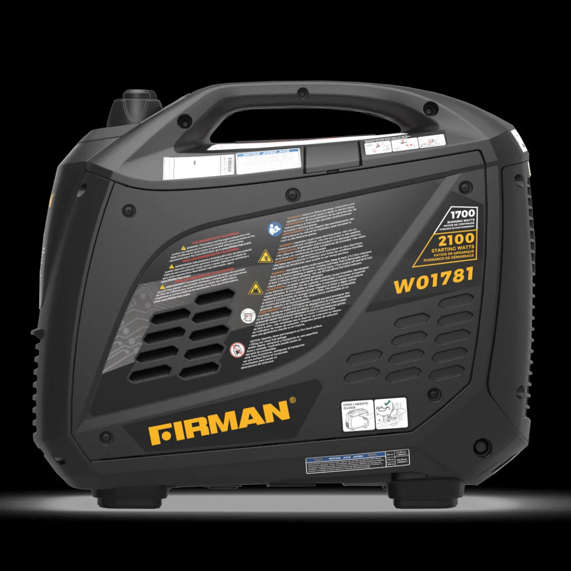 Firman Gas Inverter Portable Generator 2100/1700W Recoil Start 50 ST CAN (W01781)