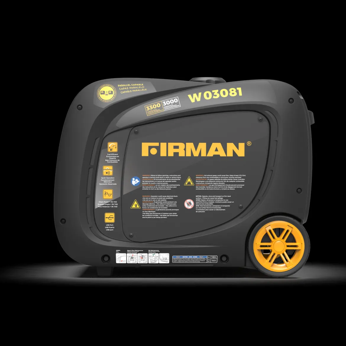 Firman Gas Inverter Portable Generator 3300/3000W Recoil Start 50 ST CAN (W03081)