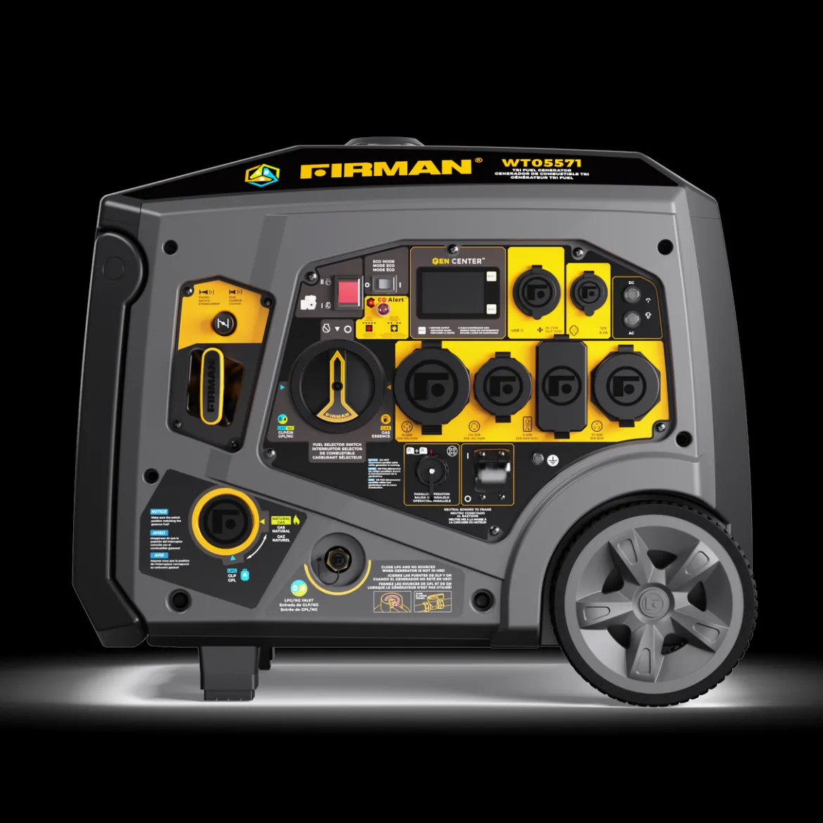 Firman Tri Fuel Inverter Portable Generator 6850/5500W Electric Start CO Alert 49 ST CAN (WT05571)