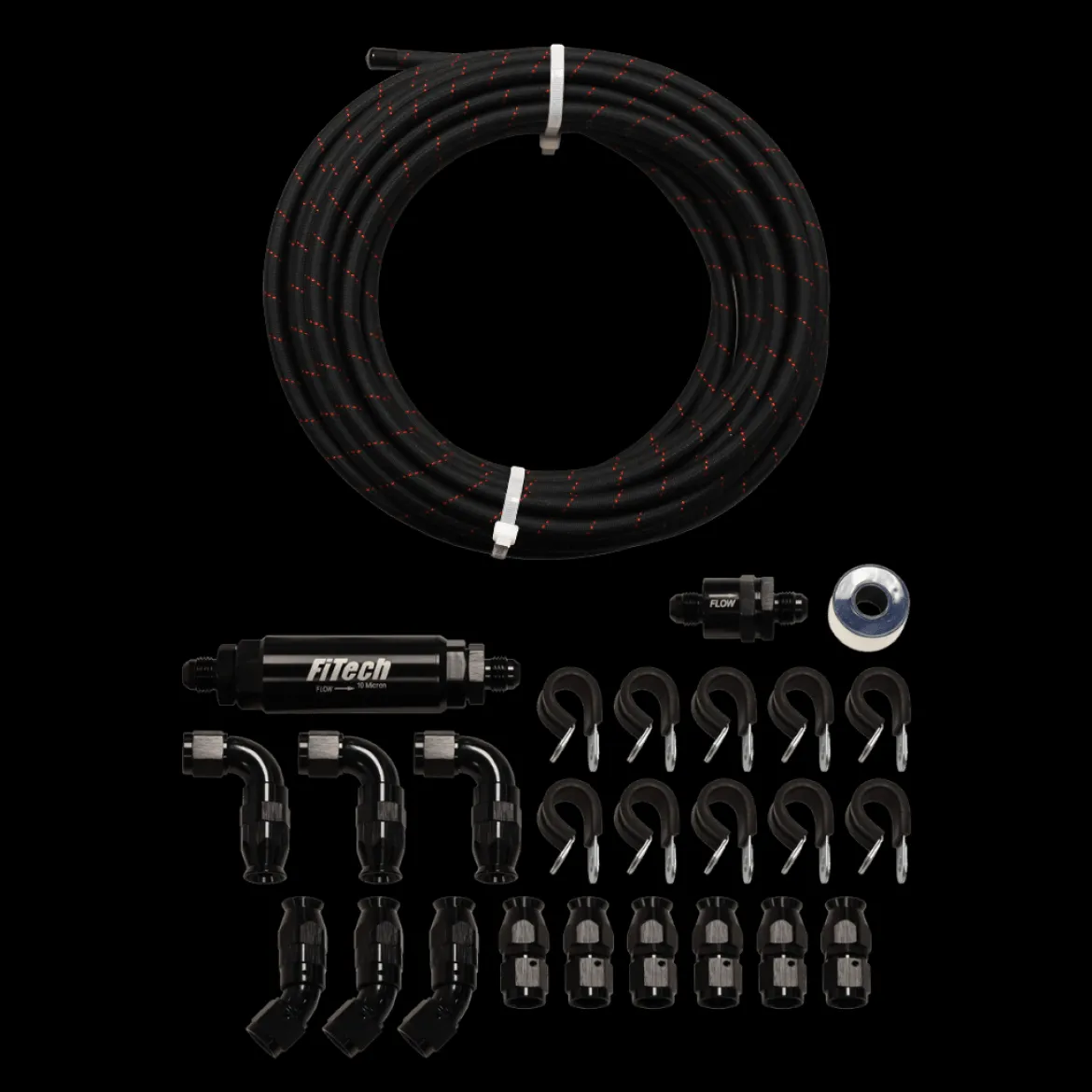 FiTech 40ft Black Covering Stainless Steel Hose Kit (51008)