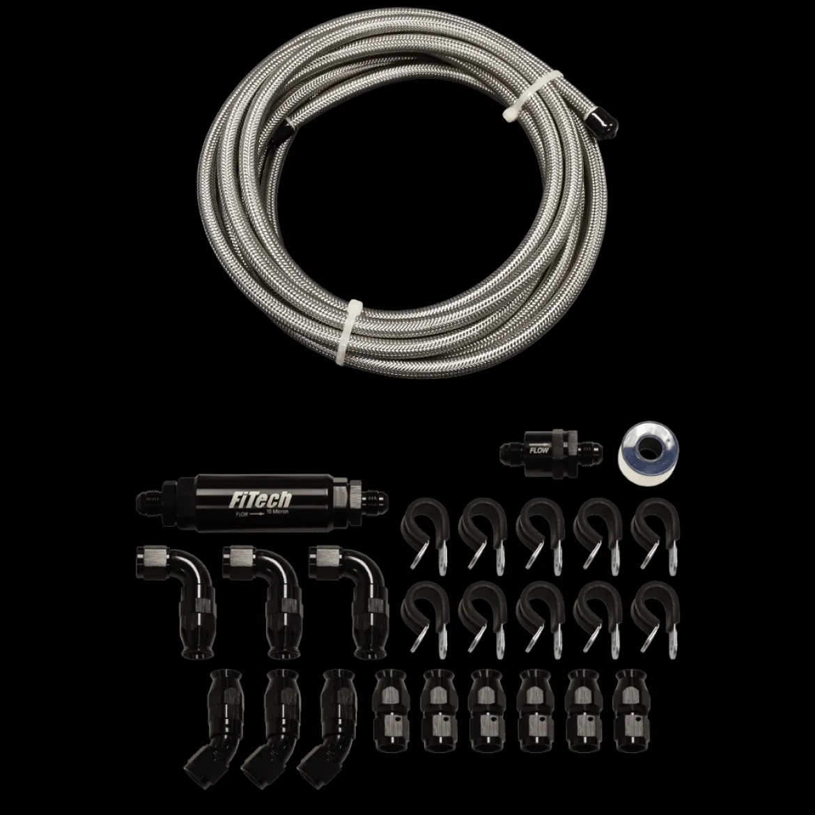 FiTech 40ft Natural Stainless Steel Hose Kit (51007)