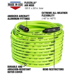 Flexzilla Air Hose 3/8 in. x 100 ft. with 1/4 in. Fittings (HFZ38100YW2)