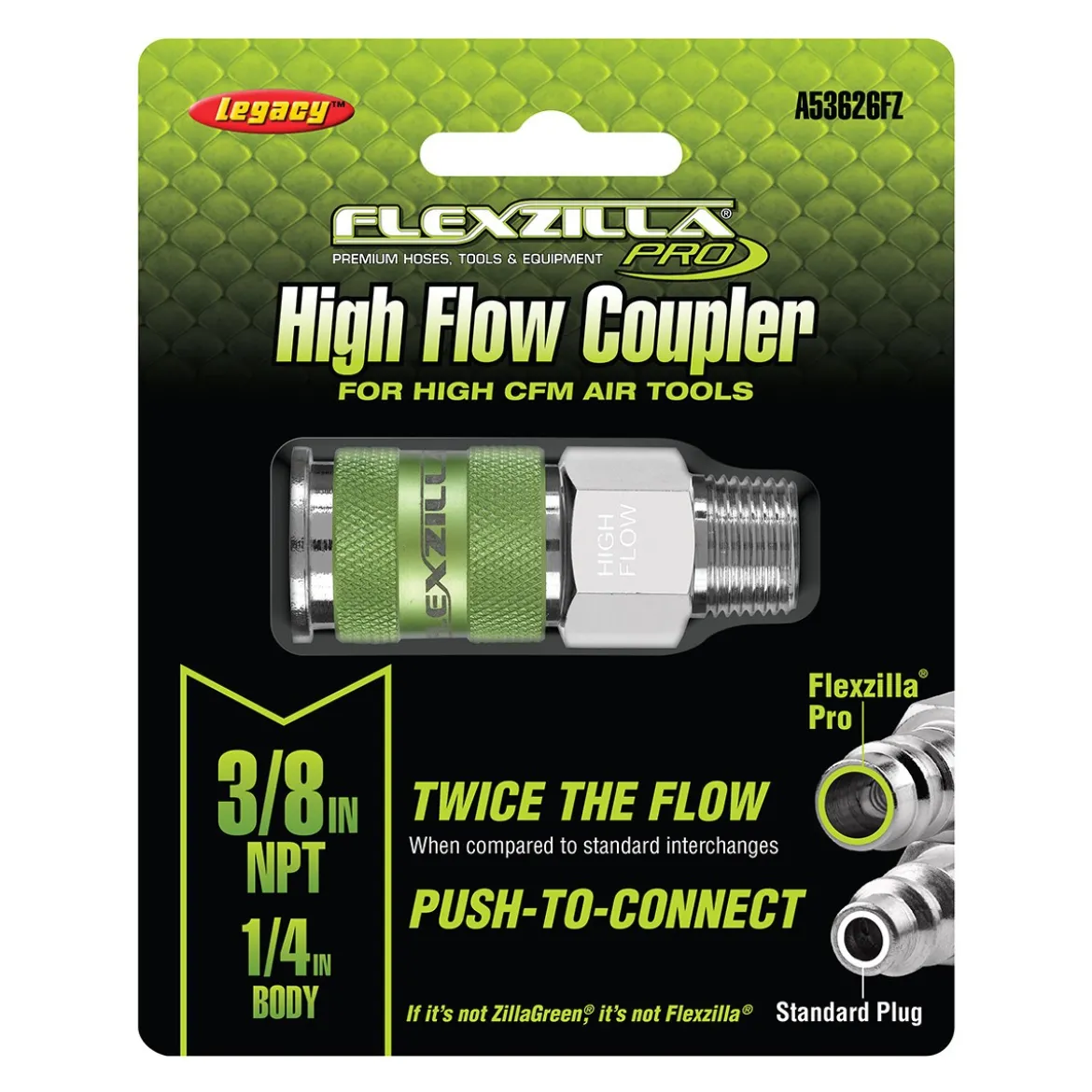 Flexzilla High Flow Coupler 1/4" Body 3/8" MNPT (A53626FZ)