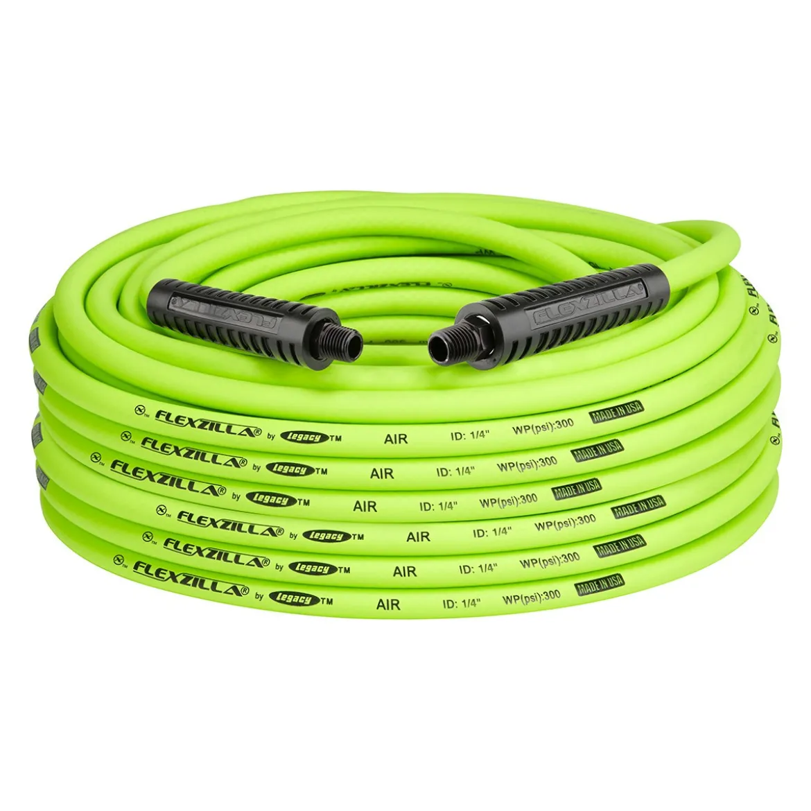 Flexzilla Legacy 1/4" x 100' Air Hose, 1/4" MNPT Fittings (HFZ14100YW2)