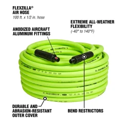 Flexzilla Legacy 1/2" x 100' Yellow Air Hose, 3/8" MNPT (HFZ12100YW3)