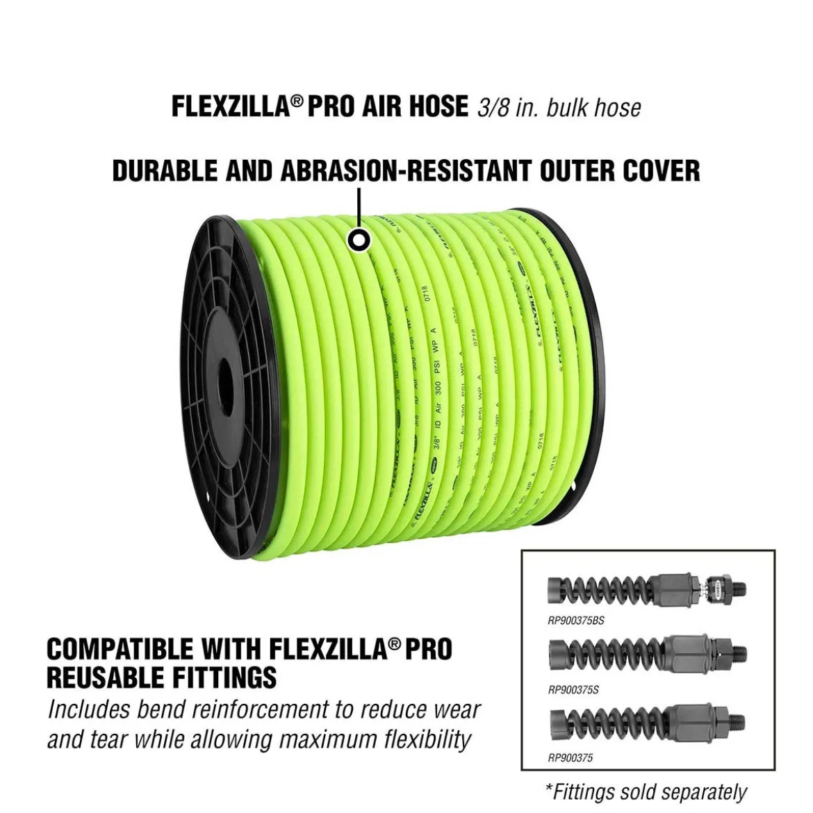Flexzilla Legacy Bulk Air Hose, 3/8" x 250', Hybrid Polymer (HFZ38250YW)