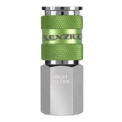 Flexzilla Pro High Flow Coupler 1/4 FNPT 1/4 Body ZillaGreen Nickel (A53416FZ)