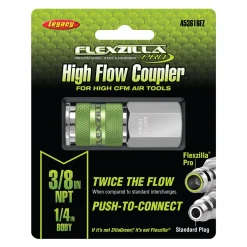 Flexzilla Pro High Flow Coupler 3/8 FNPT 1/4 Body ZillaGreen Nickel (A53616FZ)