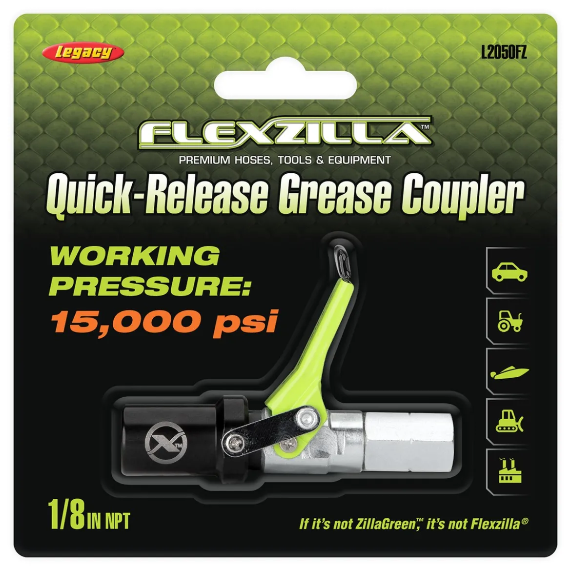 Flexzilla Quick Release Grease Coupler 1/8 NPT 6-Jaw Coupler Steel (L2050FZ)
