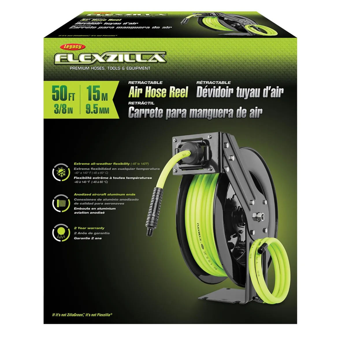 Flexzilla Retractable Air Hose Reel 3/8 in x 50 ft Hybrid (L8611FZ)