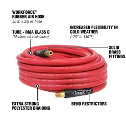 Flexzilla Rubber Air Hose 3/8 in. x 50 ft. (HRE3850RD2)