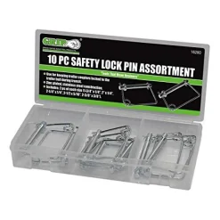 GRIP 16280 Square Safety Lock Pin PTO Spring Coupler Assortment, 10pc