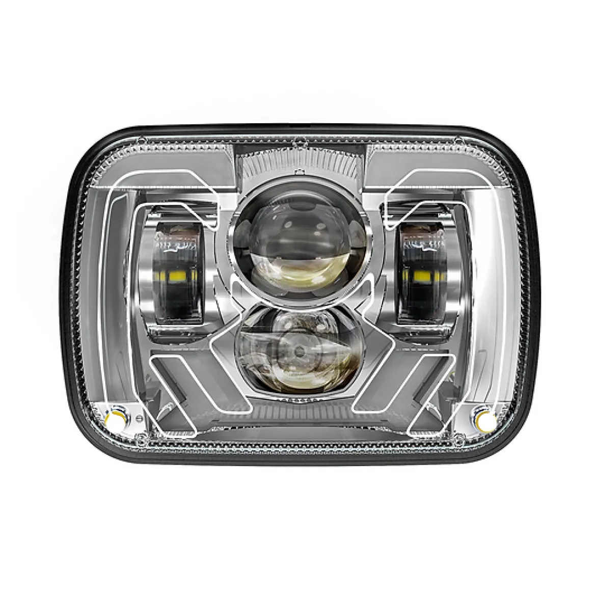 Haizer USA 5"x7" Heated Chr Projector Headlight DRL & TS (HZR-5798H-C)