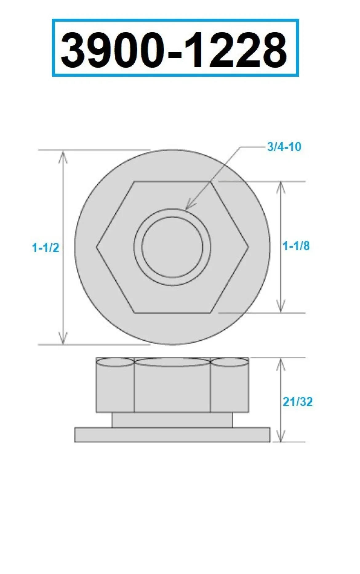 HHIP 3/4-10 FLANGED NUT (3900-1228)
