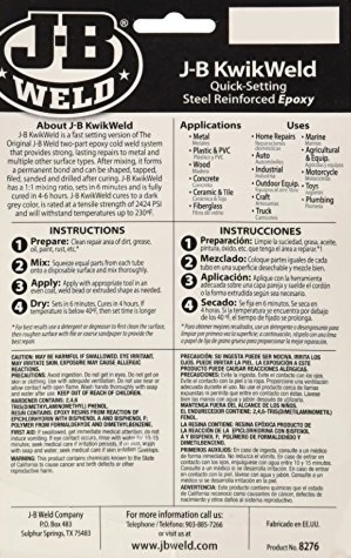 JB Weld 8276 Kwik Cold Weld Adhesive