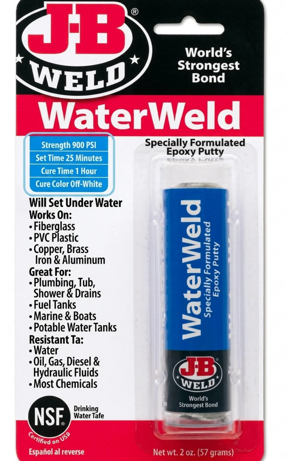 JB Weld 8277 Waterweld Epoxy Putty 2 Oz. Interior/Exterior