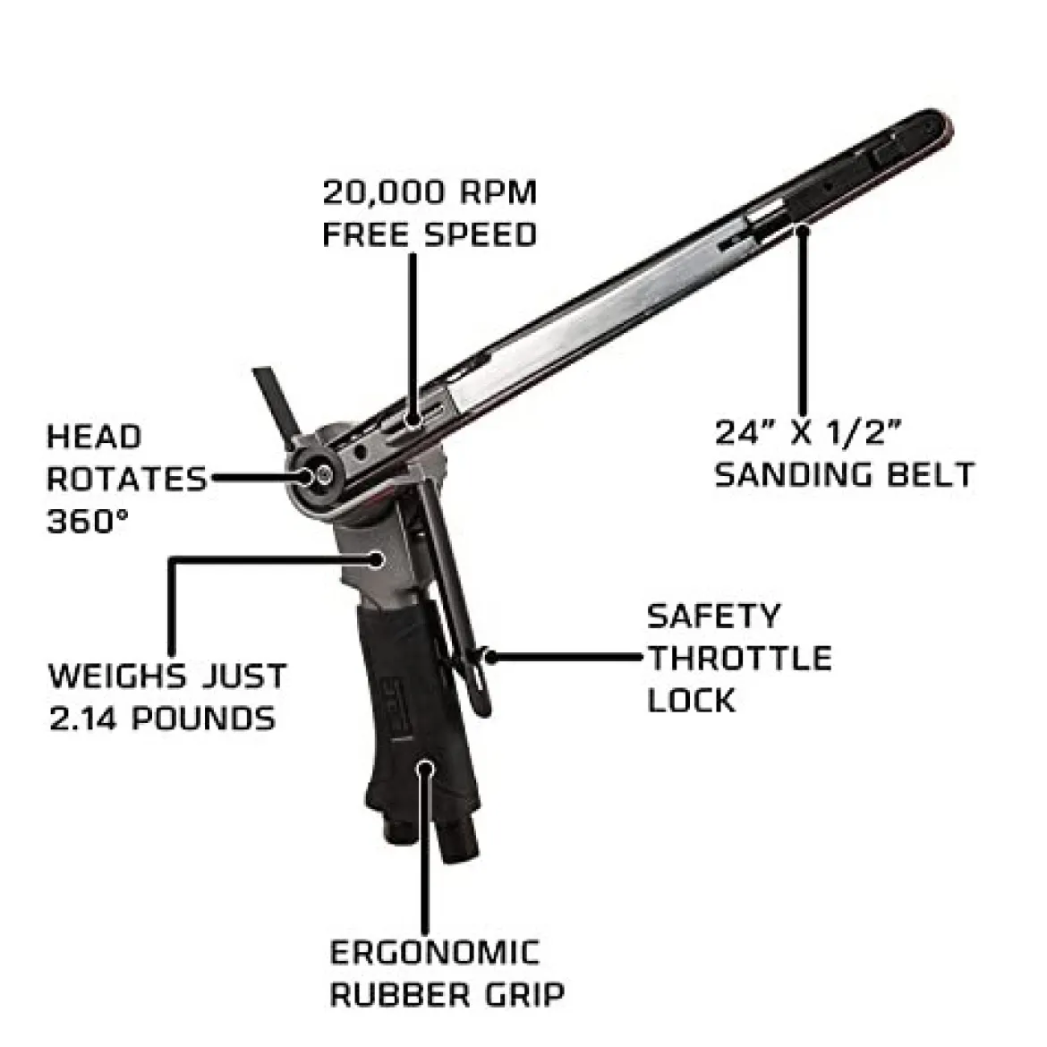 Jet 505752 JAT-752, 1/2" x 24" Pneumatic Belt Sander