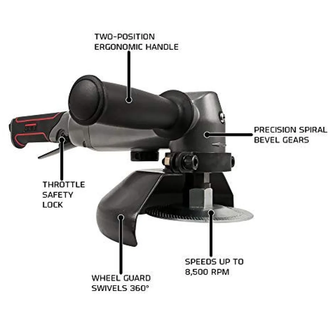 Jet 505452 JAT-452, 7-Inch Pneumatic Angle Grinder